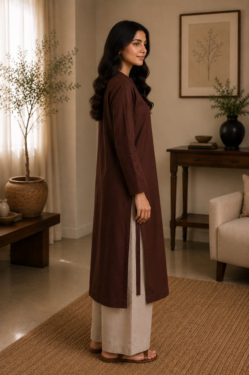 Chocolate Brown 2-Piece Kurta Set for Women | Zayuraa