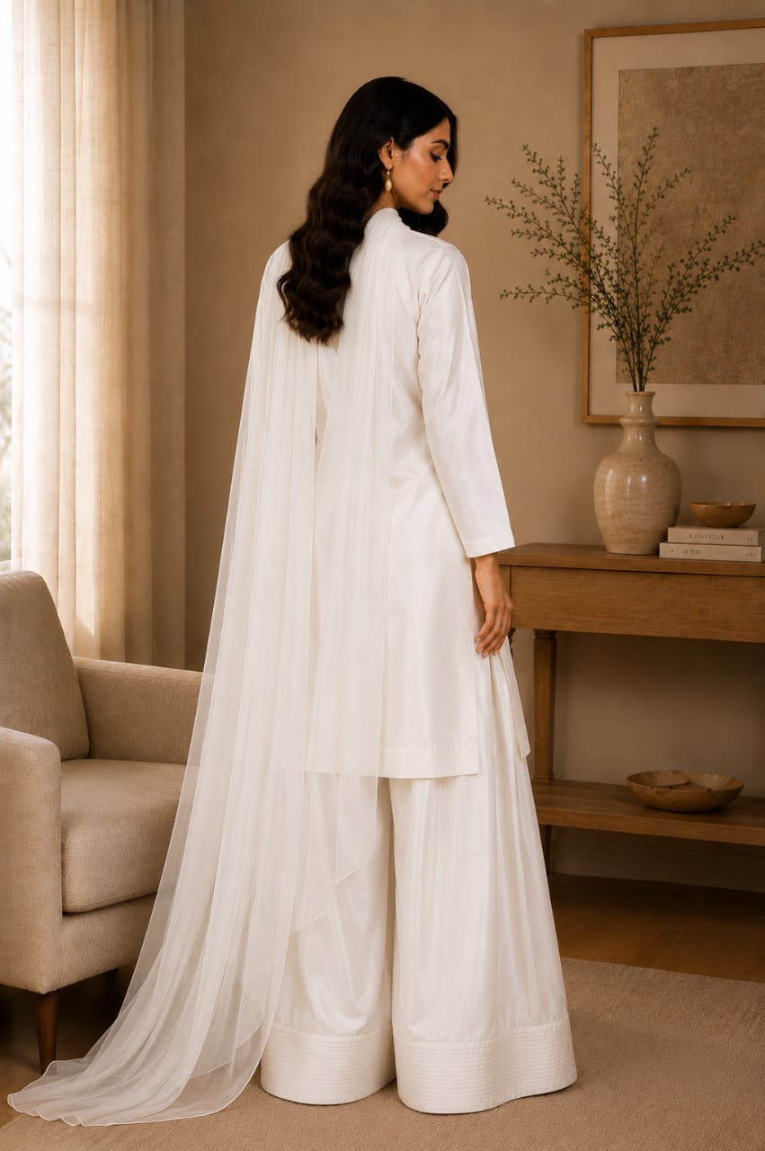 Ivory White 3-Piece Kurta Set for Women | Zayuraa