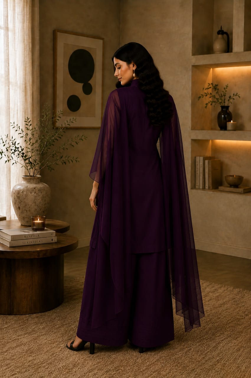 Deep Plum 3-Piece Suit for Women | Zayuraa