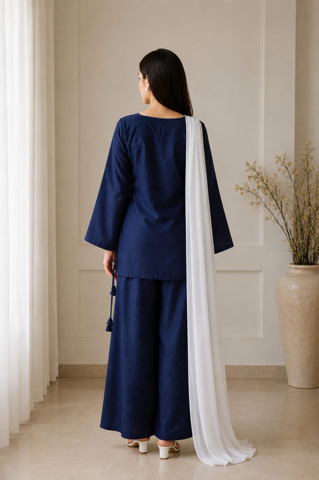 Zayuraa Midnight Navy Cotton Textured Co-Ord Set