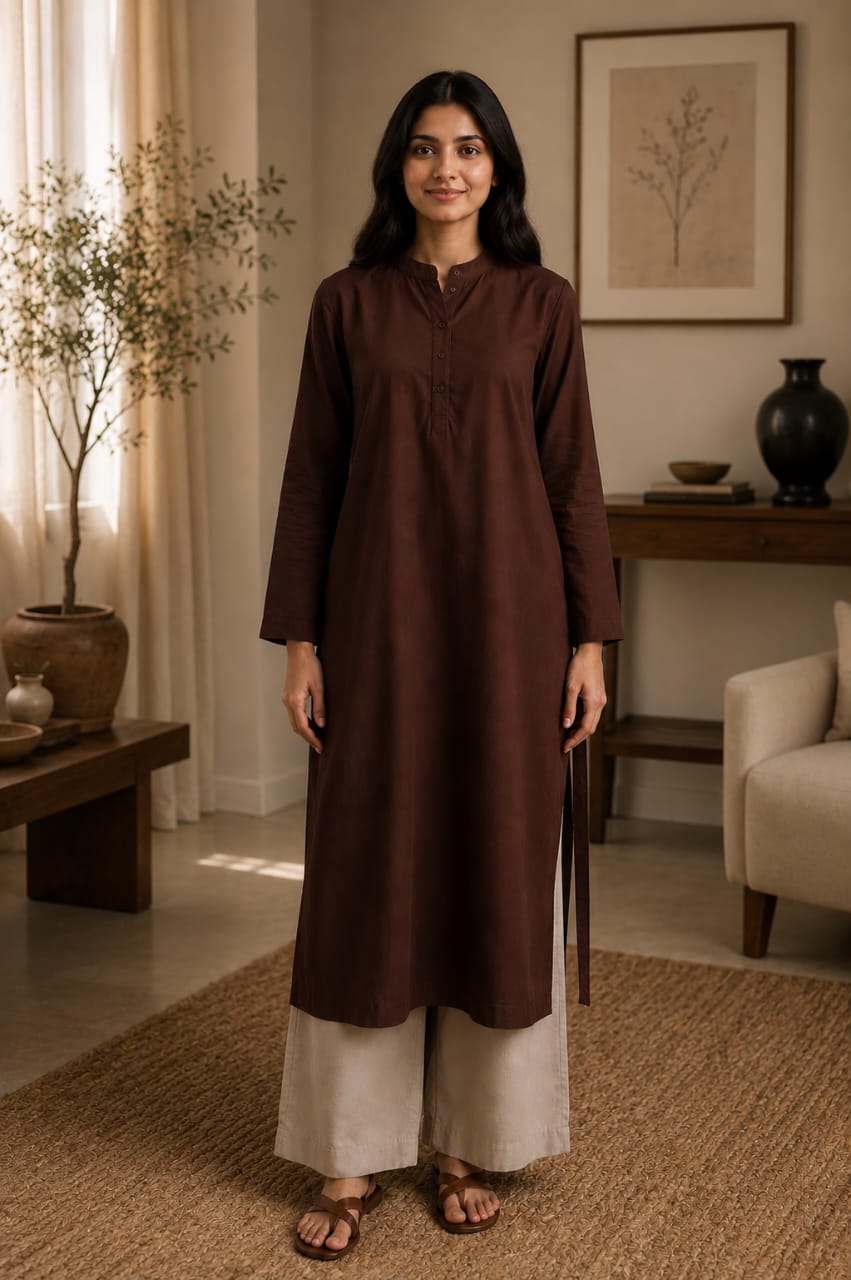 Chocolate Brown 2-Piece Kurta Set for Women | Zayuraa