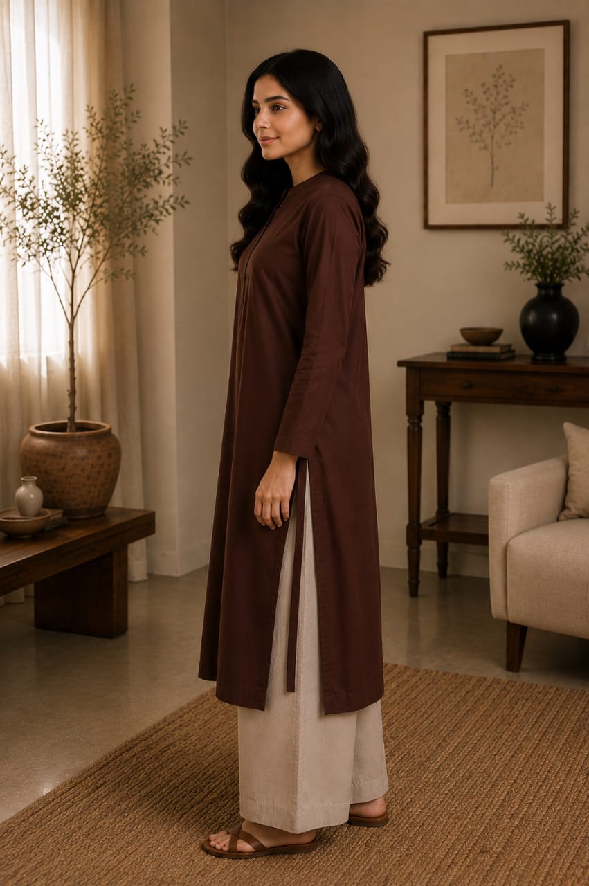 Chocolate Brown 2-Piece Kurta Set for Women | Zayuraa