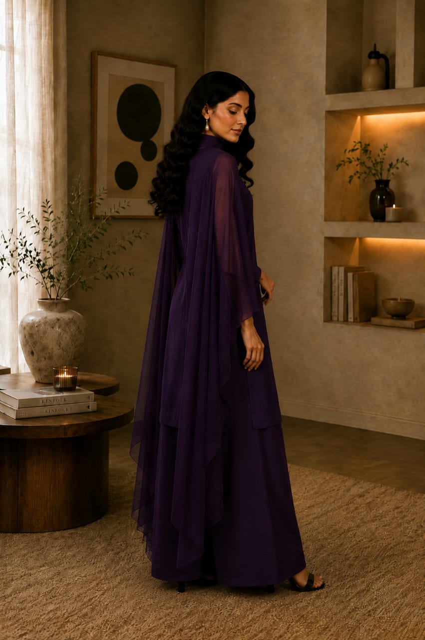 Deep Plum 3-Piece Suit for Women | Zayuraa