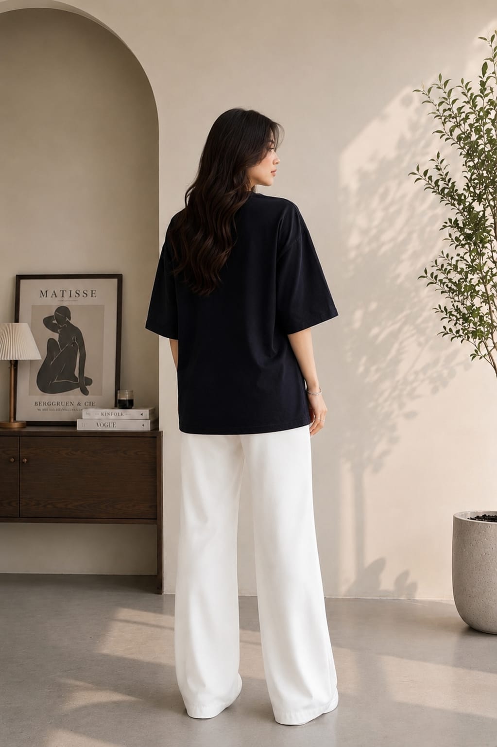 Zayuraa Boston Graphic Oversized T-Shirt and Wide-Leg Trouser Co-Ord Set