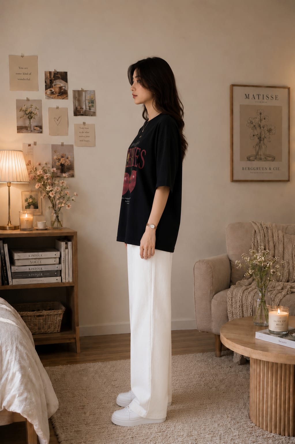 Zayuraa Boston Graphic Oversized T-Shirt and Wide-Leg Trouser Co-Ord Set